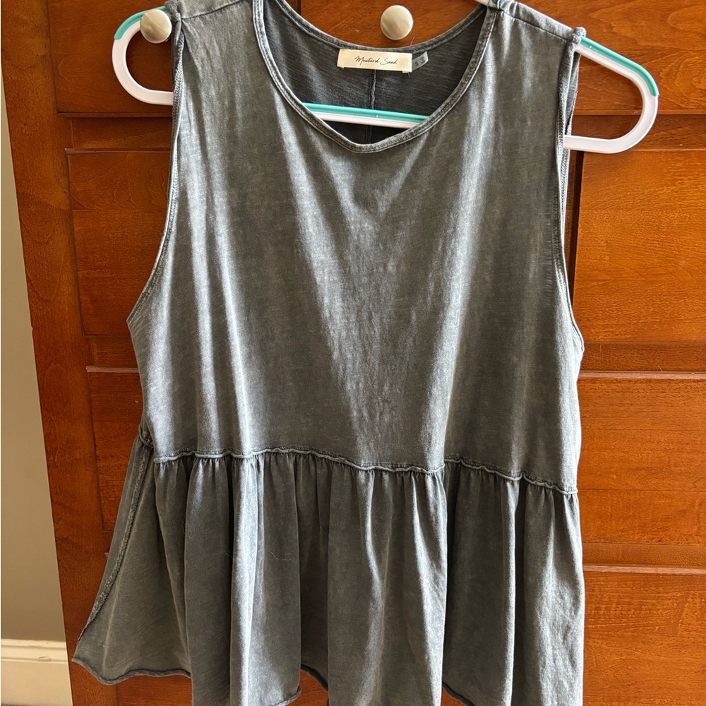 Mustard Seed Charcoal Sleeveless Tank Top